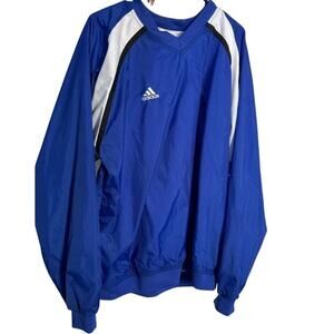 Vintage Adidas Windbreaker Royal Blue V Neck Lined Pullover M